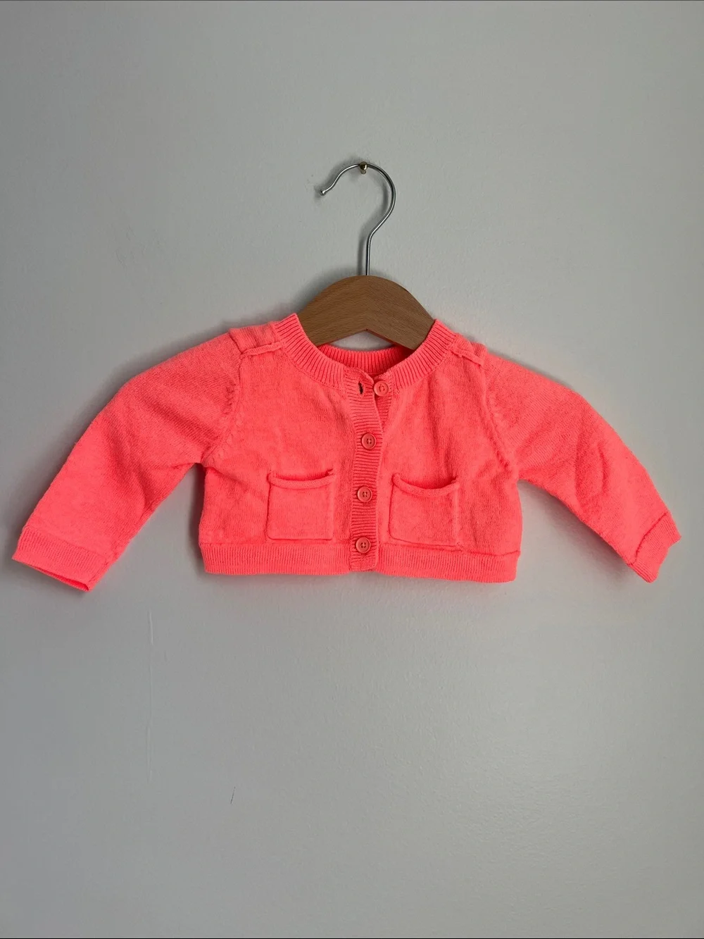 GAP | Baby Neon Coral Knit Cardigan Jacket Size 0-3 Months